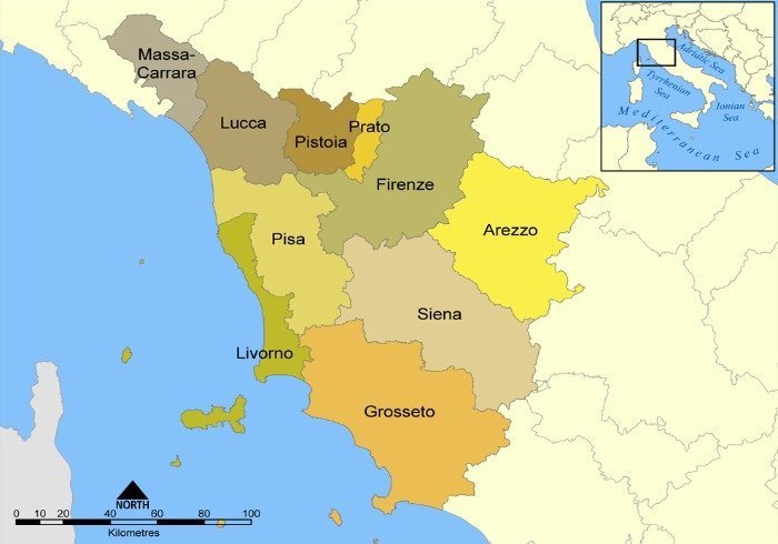 Tuscan Wine Areas Map