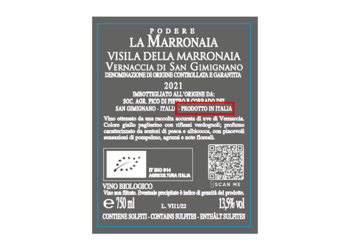 Progetto senza titolo 2 - La Marronaia - how to read a wine label