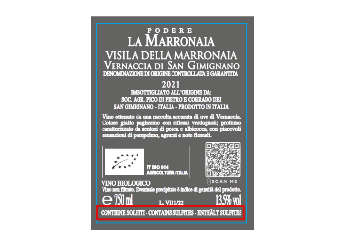 Progetto senza titolo 5 - La Marronaia - how to read a wine label