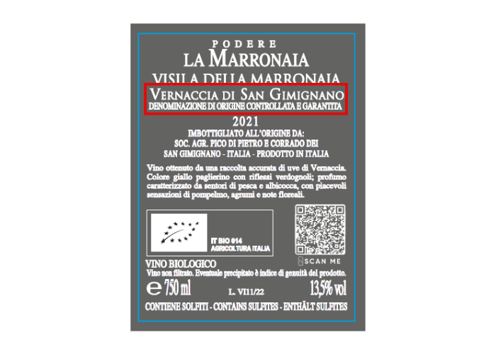 Progetto senza titolo - La Marronaia - how to read a wine label